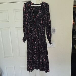 Ever New Black and Pink Floral Long Sleeve Dress